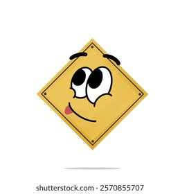 happy traffic sign mascot vector illustrations. fun and playful concept. job, tools, building, workers, safety, city, construction equipment, renovation and restoration themes