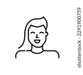 Happy trans person transitioning from male to female gender. Crossdressing, gender reassignment. Editable stroke icon
