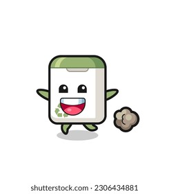 the happy trash can cartoon with running pose , cute style design for t shirt, sticker, logo element