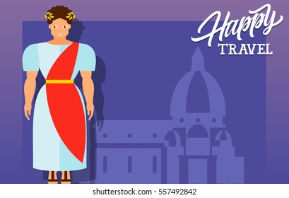 Happy Travel Lettering with Ancient Roman