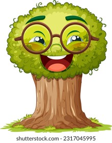 Happy tree cartoon isolated illustration