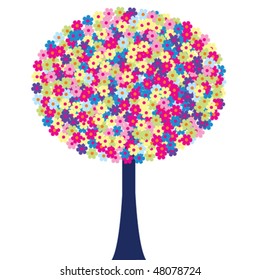 Happy tree with colored flowers