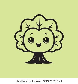 Happy tree hand drawn logo icon