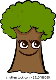 Happy tree, illustration, vector on white background.