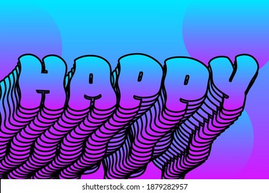 happy trendy and fun decorative text for web or print element design. clipping mask vector