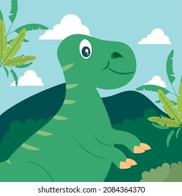 happy t-rex card on nature