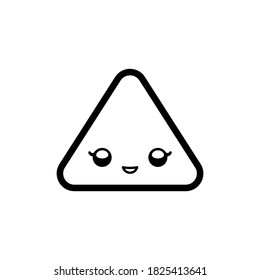 Happy triangle black and white outline character design simple vector illustration