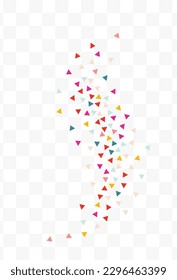 Feliz Festival Triangular Vector fondo transparente. Celebrar la Ilustración Confetti. Tarjeta de formas superior. Patrón de decoración geométrica de color.