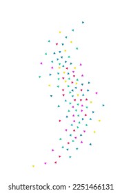 Happy Triangle Invitation Vector White Background. Decoration Shapes Card. Fun Elements Banner. Color Geometric Flying Wallpaper.