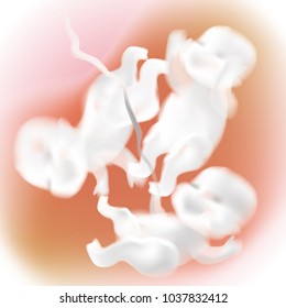 happy Triplets baby fetus in mother's womb,cute cartoon vector illustration,gradient mesh style