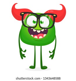 Happy troll in eyeglasses with funny expression. Illustration clipart
