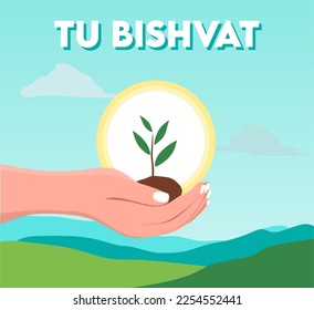 Happy Tu Bishvat with beautiful background 