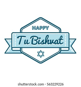 Happy Tu Bishvat emblem isolated vector illustration on white background. 11 february jewish national holiday event label, greeting card decoration graphic element