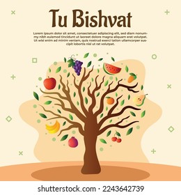 happy tu bishvat on hebrew. new year for trees, jewish holiday.