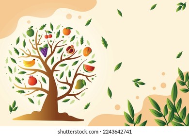 happy tu bishvat on hebrew. new year for trees, jewish holiday.