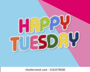 Happy Tuesday Letters Banner Border Stitches: vector de stock (libre de ...