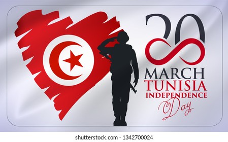 Happy Tunisia Independence Day 20 March, greeting card. illustration Tunisia flag, national day, celebration festival. creative vector design.