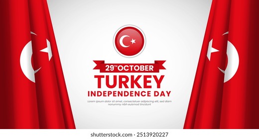 Happy Turkey Republic Day 29 October Background with Waving flag