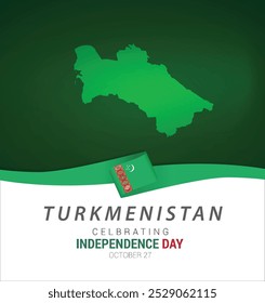 Happy Turkmenistan Independence Day, Turkmenistan Flag, 27 September 27, National Day, National Flag, Creative Minimal Design Editierbare Vektor .turkmenistan Banner Design Form Vektorgrafik