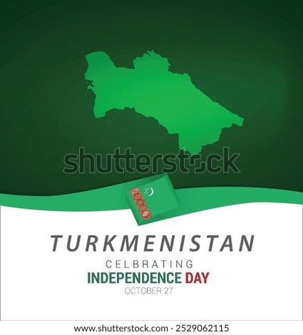 Happy Turkmenistan Independence day, Turkmenistan Flag, 27 September 27th , National Day, National Flag, Creative Minimal Design Editable vector .turkmenistan banner design shape vector illustration