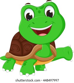 happy turtle cartoon waving