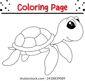 happy turtle coloring book for kids. Wild animal coloring pages for children