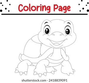 happy turtle coloring book for kids. Wild animal coloring pages for children