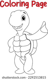 happy turtle coloring pages for kids. Funy coloring book,  Animal coloring book page