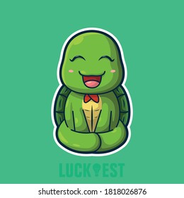 Happy Turtle flat cartoon style icon vector illustration logo template for many purpose.