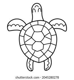 Happy turtle hand-drawn doodle character vector illustration