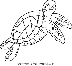 Happy Turtle Isolated Coloring Page for Kids