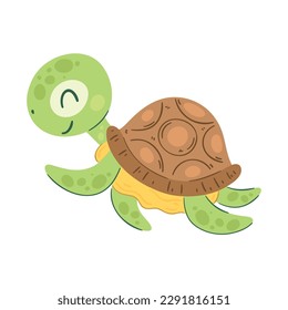 Diseño feliz de mascota de tortuga sobre blanco