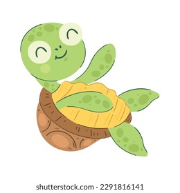 Happy turtle mascot illustration over white