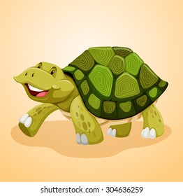Happy turtle walking alone  illustration