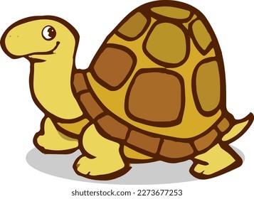 Happy turtle walking cartoon vector