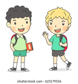 happy two friends vector cartoon