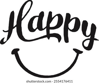 Happy typography funny silhouette t shirt design.