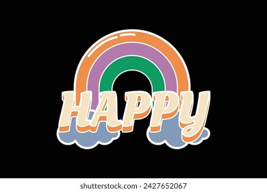 Happy Typography Retro Sticker Design