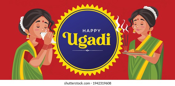 Happy Ugadi Banner Template Design. Vector Graphic Illustration.