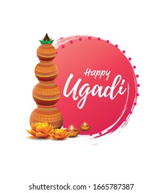 Happy Ugadi Festival Background Template Vector Illustration