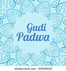 Happy Ugadi Gudi Padwa card with mandala vector