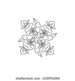 Happy Ugadi Gudi Padwa Hindu New Year Greeting Card black and white Vector Illustration