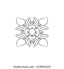 Happy Ugadi Gudi Padwa Hindu New Year Greeting Card black and white Vector Illustration