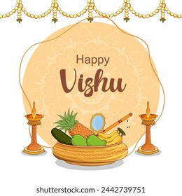 Happy Ugadi holiday festival background celebrated as Hindu New Year in South India Andhra Pradesh, Karnataka, Telangana and Goa in vector