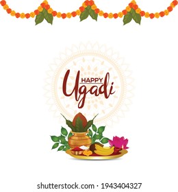 	
Happy ugadi holiday festival greeting card