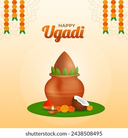 Feliz festival indio ugadi celebración ilustración tradicional