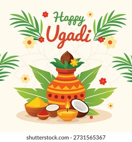 banner e design de post feliz ugadi
