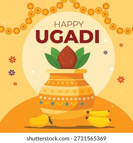 glückliches ugadi post design und banner