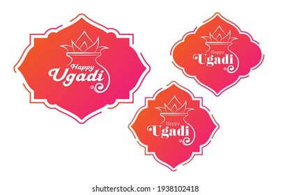 Happy Ugadi Sticker Banner Design Template Vector Illustration