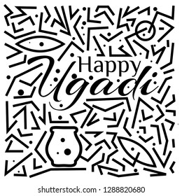 Happy Ugadi template design for web,Creative poster, booklet, leaflet, flyer, magazine, invitation card - Vector